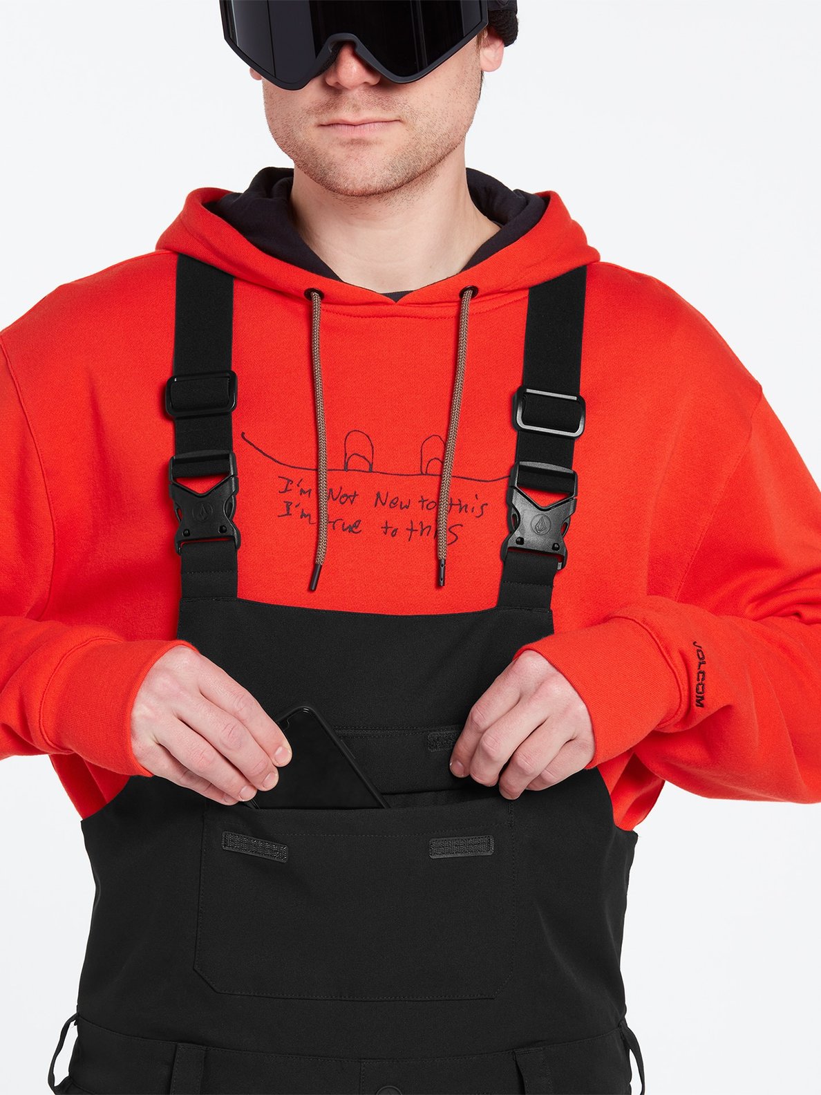 Volcom Mens Roan Bib Overall - Black Dark teak