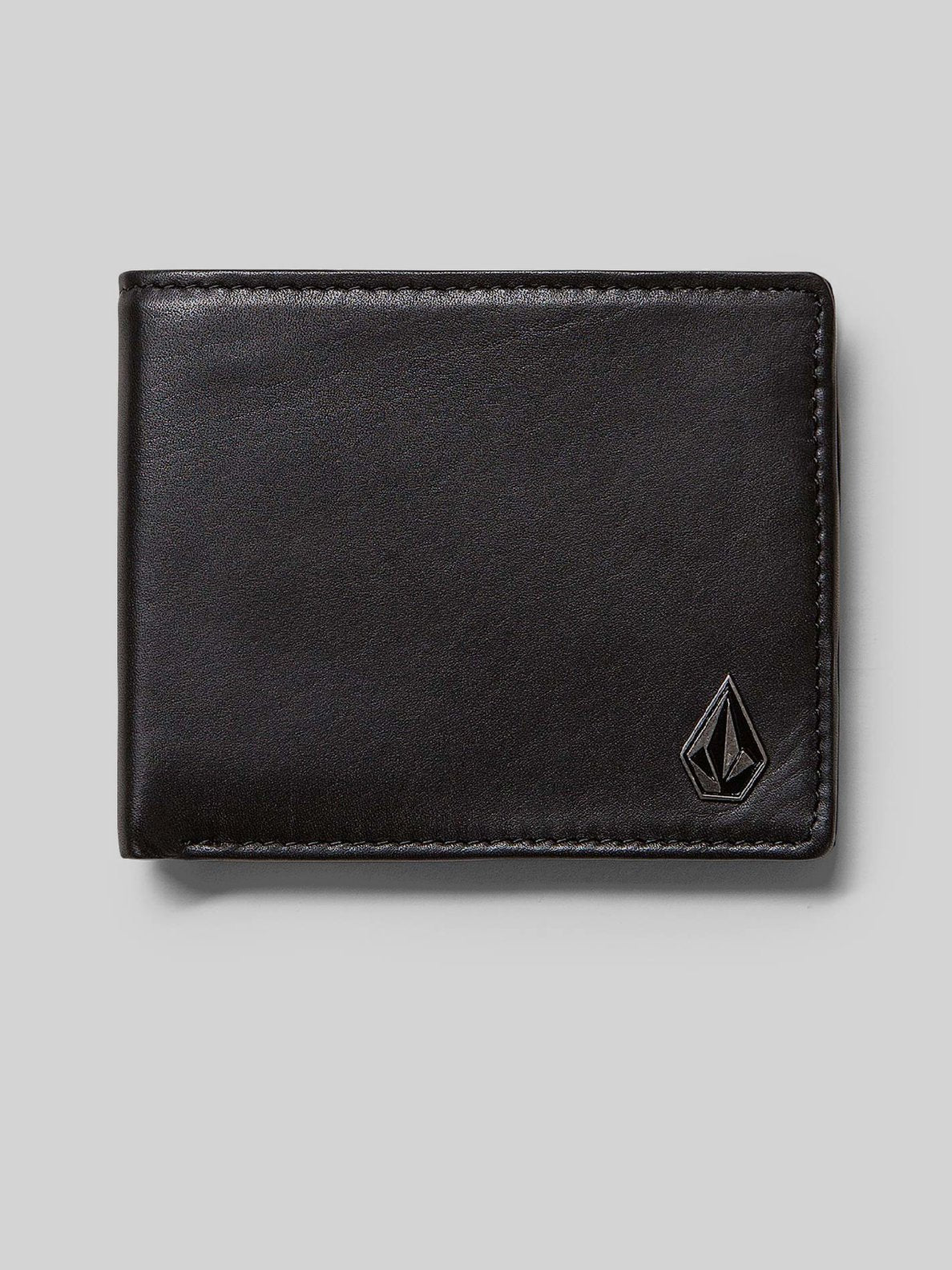 Volcom Single Stone Leather Wallet - Black Black