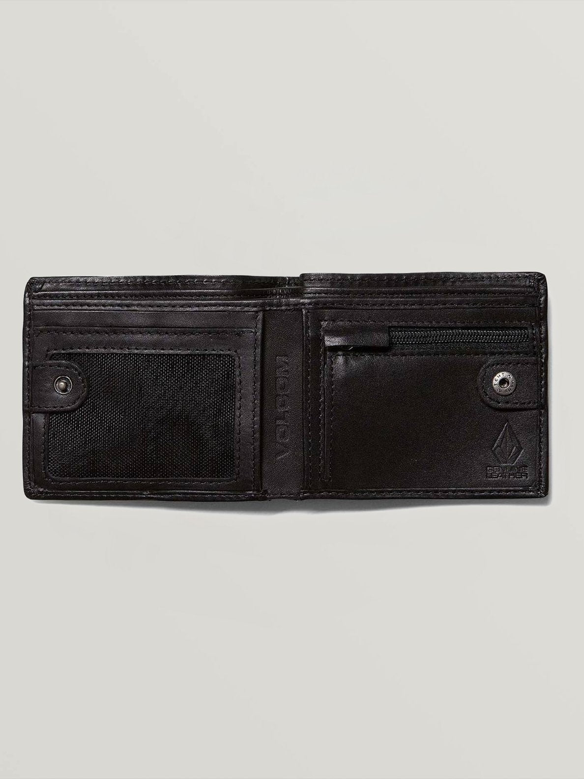 Volcom Single Stone Leather Wallet - Black Black