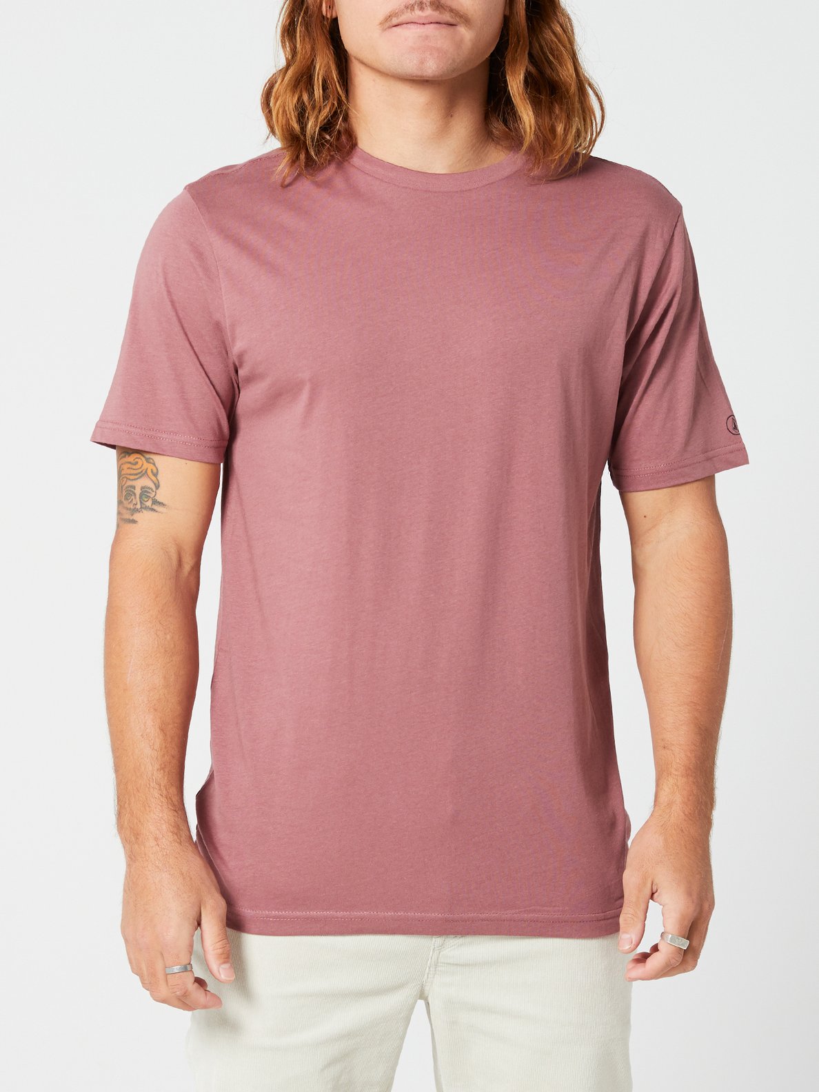 Volcom Solid Short Sleeve Tee - Smokey Blue Rose brown