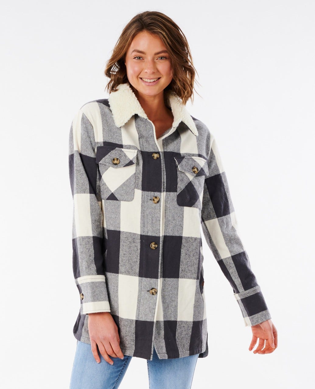 Rip Curl Kansas Check Shacket Black/white