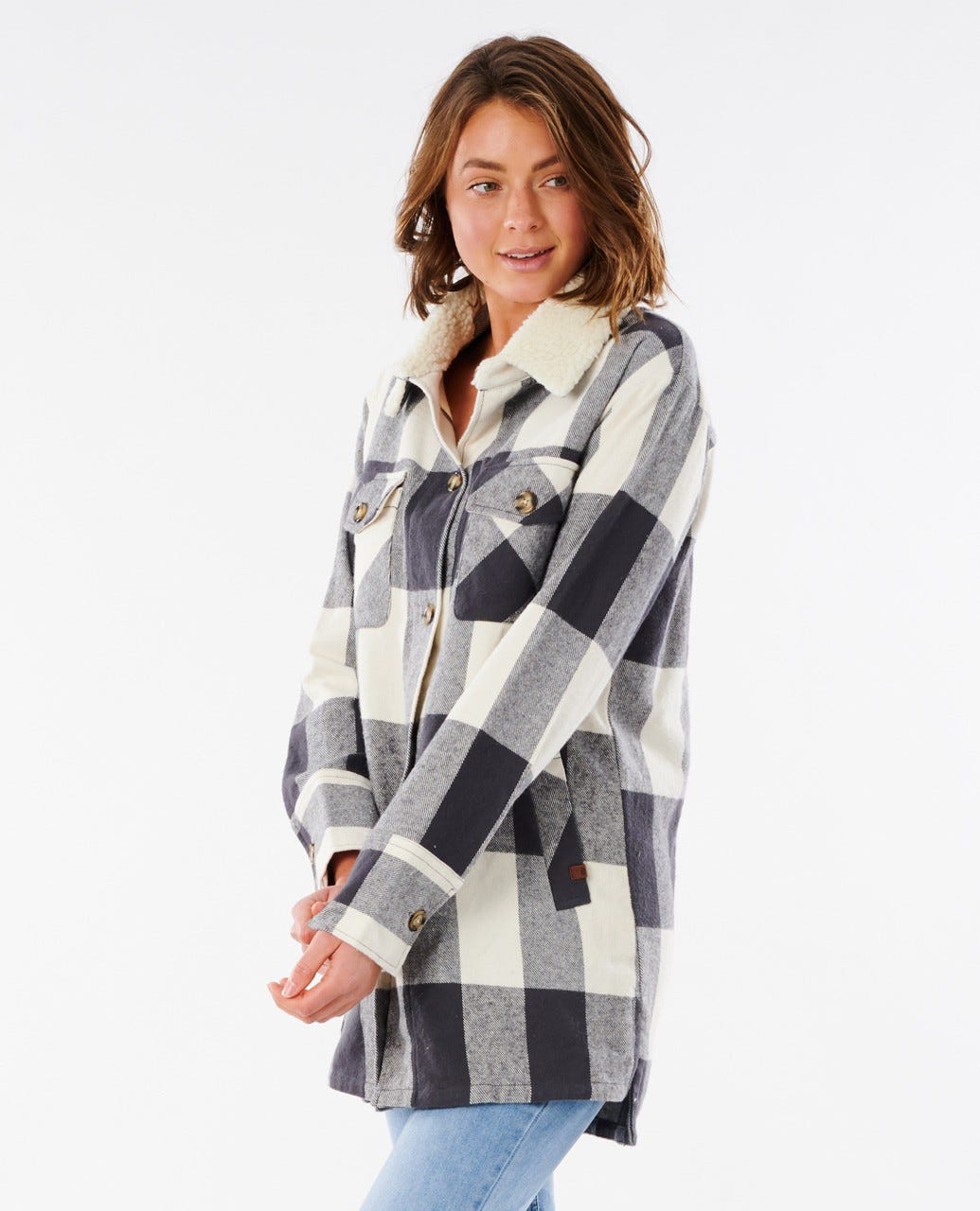 Rip Curl Kansas Check Shacket Black/white