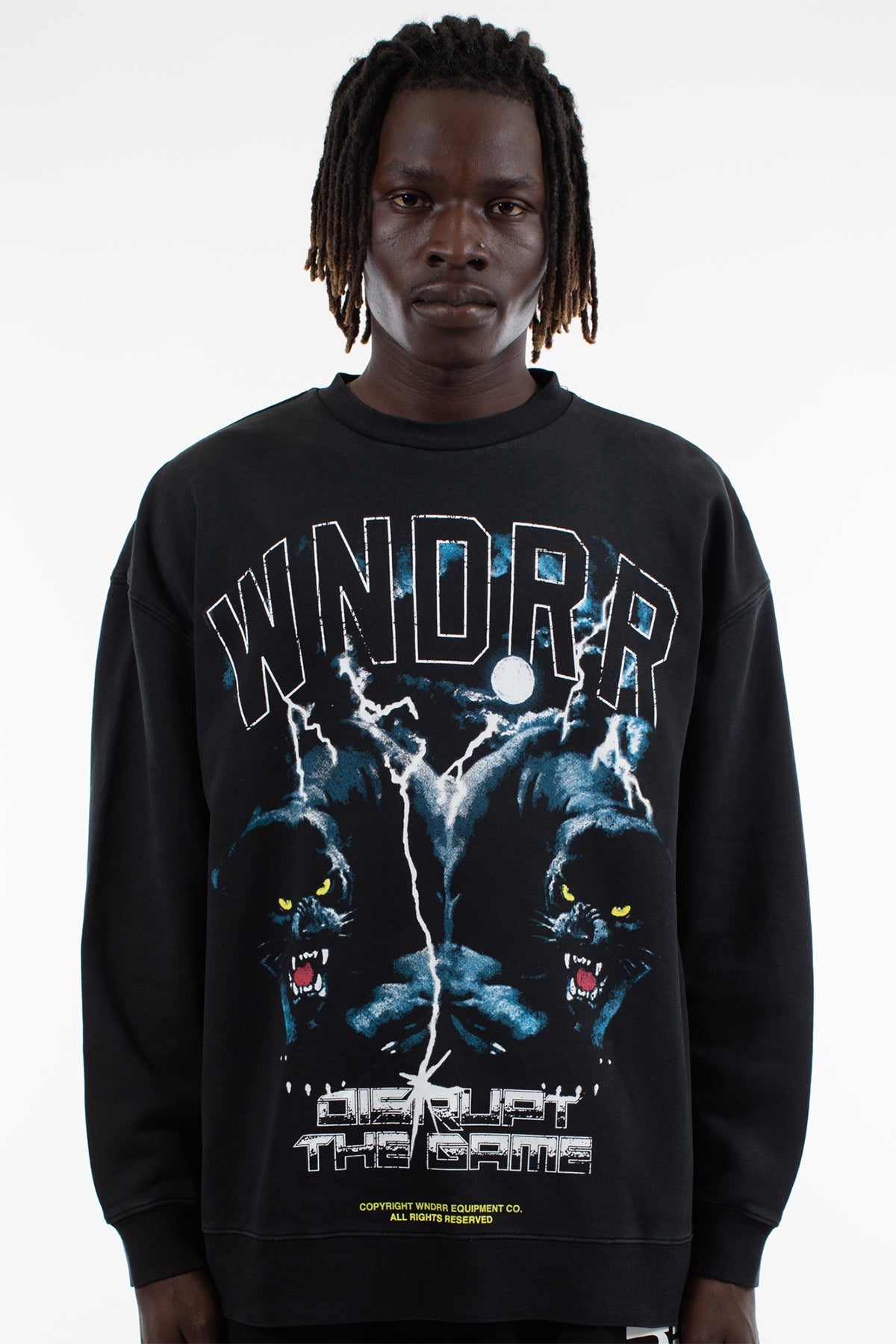 WNDRR NIGHTCRAWLER CREW SWEAT Washed Black