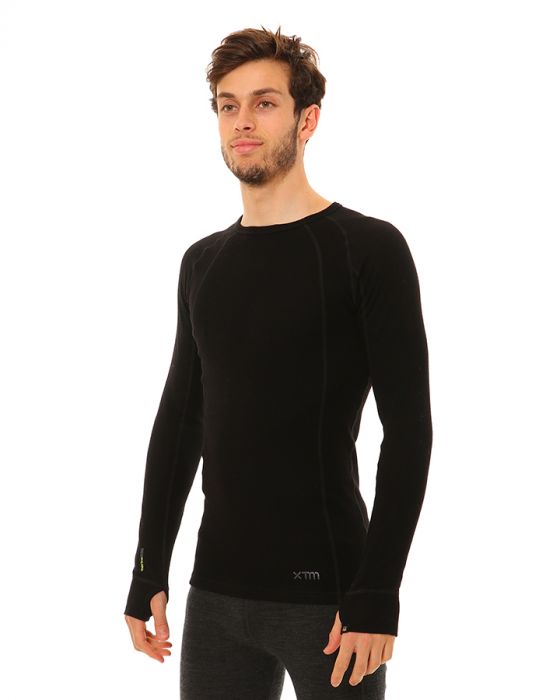 XTM MENS MERINO WOOL THERMAL TOP Black