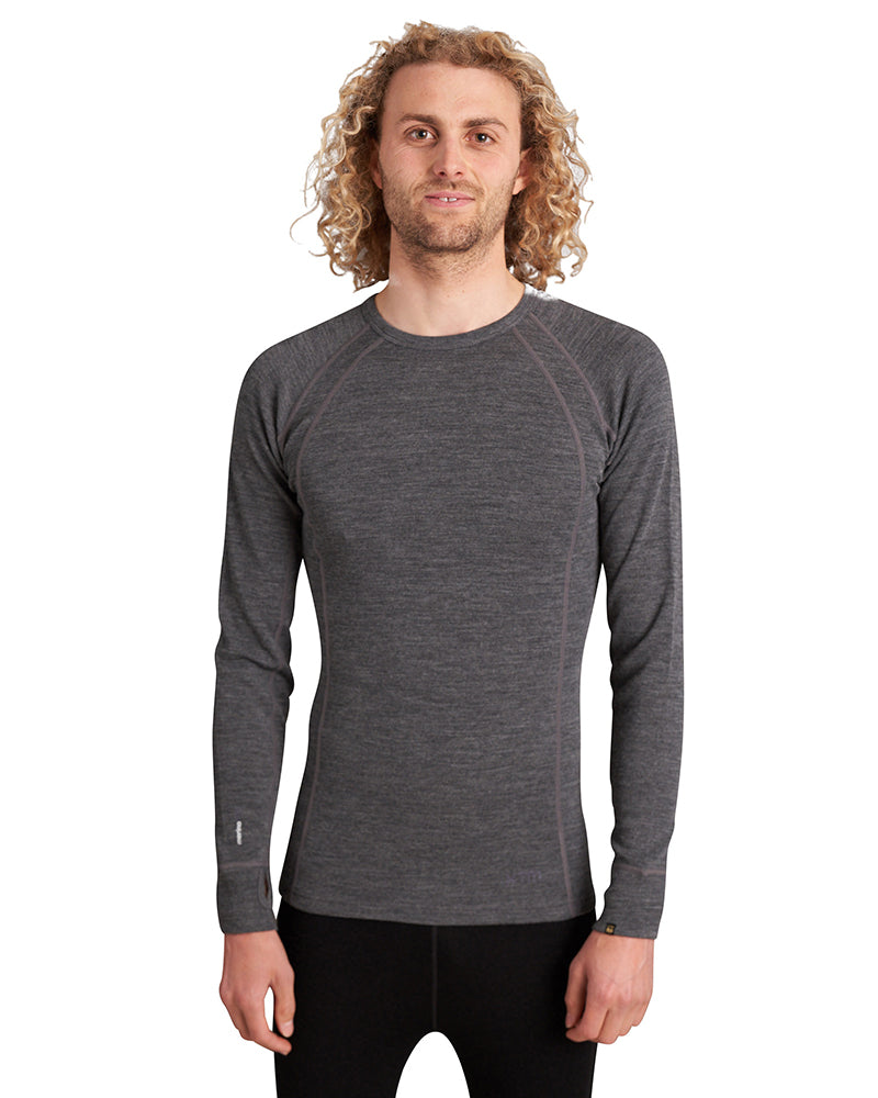 XTM Merino Mens Wool Thermal Top Mid Grey Marle