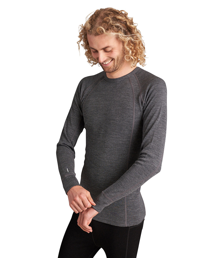 XTM Merino Mens Wool Thermal Top Mid Grey Marle