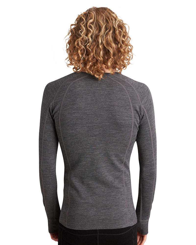 XTM Merino Mens Wool Thermal Top Mid Grey Marle